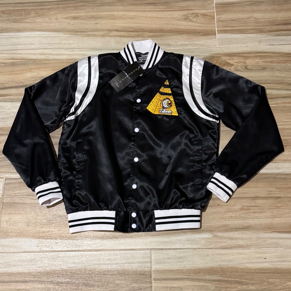 Tulones Currency Collectors Dead Presidents Club Black Satin Varsity Jacket M